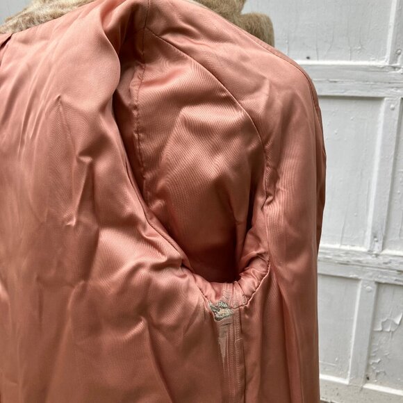 Lynn Pynn Pure Wool Long Winter Coat Vintage 60s Made in Canada Beige Plaid - Picture 12 of 16